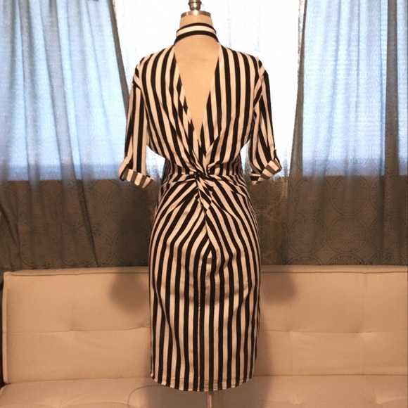 Striped Open Back Button Down Dress - Picture 4 of 8